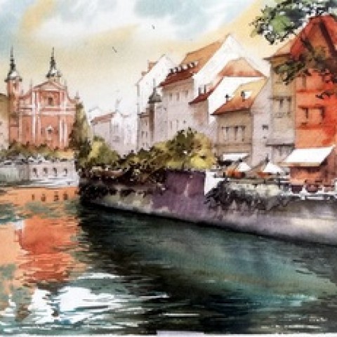 okvirjanje-akvarela-Ljubljana